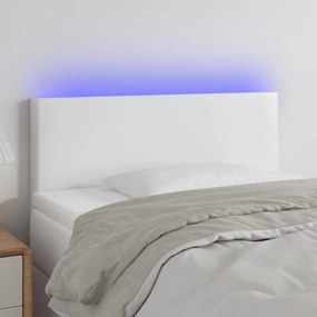 Testiera Bianco A Led 100x5x78/88 Cm İn Similpelle /