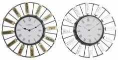 Orologio da Parete DKD Home Decor 40 x 6,4 x 40 cm Cristallo Argentato Dorato Ferro (2 Unità)