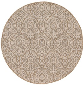 benuta Nest Tappeto per interno ed esterno rotondo Cleo Crema/Beige ø 120 cm rotondo - Tappeto outdoor per balcone, terrazzo e giardino