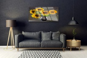 Quadro vetro acrilico Pianta del vaso di girasole 100x50 cm