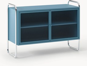 Credenza in metallo con frontale in vetro Robyn