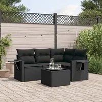 Set Divani da Giardino 5 pz con Cuscini in Polyrattan Nero 3252452