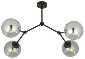 Plafoniera Minimal Iperione Acciaio Nero Grigio 4 Luci E14 Ip20