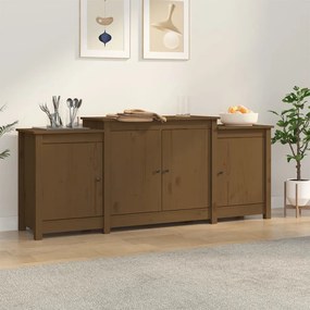 Credenza Marrone Ambra 164x37x68 Cm İn Legno Massello Di Pino /