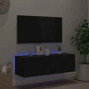 Mobile TV a Parete con Luci LED Nero 100x35x31 cm