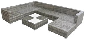 Set divani da giardino 8 pz con cuscini in polyrattan grigio