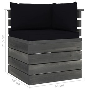 Set Divani da Giardino su Pallet 9 pz con Cuscini Massello Pino