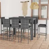 Set Bar da Giardino 9 pz con Cuscini in Polyrattan Antracite 3064803