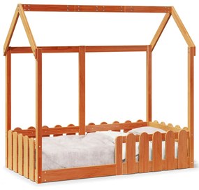 Giroletto casetta bambini marrone cera 70x140 cm massello pino