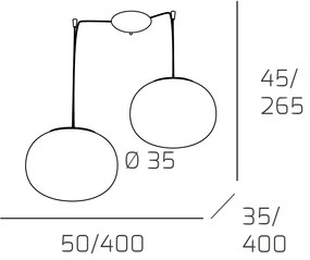 Sospensione Contemp Decentratori Soft Metallo Cromo Vetro Opaco 2 Luci E27 35Cm