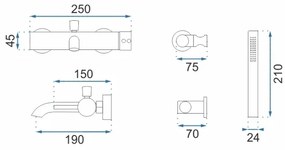 REA-B6641 - Set per vasca LUNGO, finitura cromo lucido