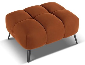 Poggiapiedi arancione con rivestimento in velluto Nalu – Makamii