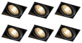Set di 6 faretti da incasso neri GU10 orientabili senza cornice - Oneon