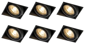 Set di 6 faretti da incasso neri GU10 orientabili senza cornice - Oneon
