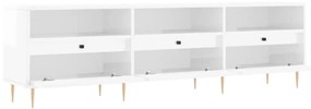 Mobile Porta TV Bianco Lucido 150x30x44,5 cm Legno Multistrato