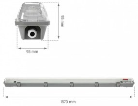 Plafoniera IP65 per 1 tubi LED 150cm – Stagna - (alimentazione Unilaterale) Plafoniera  per 1 tubo LED da 150cm