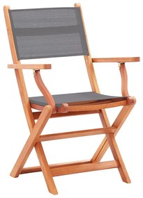 Sedie da giardino pieghevoli 2 pz grigio eucalipto e textilene