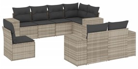 Set divano da giardino 8pz con cuscini grigio chiaro polyrattan