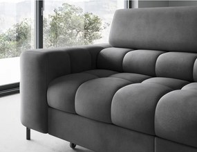 Divano angolare grigio scuro allungabile/con contenitore (con penisola a destra/a L) e rivestimento in velluto Ferucce – ELTAP