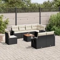 Set Divani da Giardino 9 pz con Cuscini Nero in Polyrattancod mxl 112964