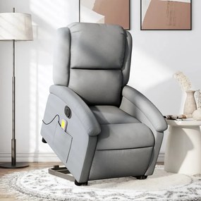 Poltrona Alzapersona Massaggi Elettrica Grigio Chiaro Tessuto /