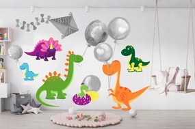 Adesivo murale colorato con dinosauri 100 x 200 cm