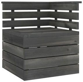 Set divani da giardino su pallet 5 pz legno pino grigio scuro