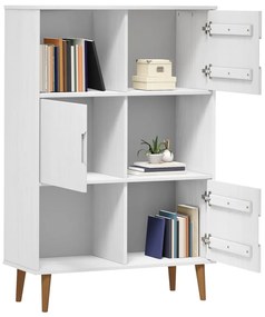Libreria molde bianca 90x35x133,5 cm in legno massello di pino