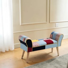 Panca CAROLINA con braccioli in tessuto patchwork