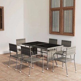 Set mobili da pranzo giardino 7 pz polyrattan antracite grigio