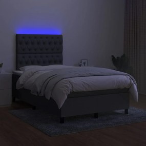 Letto a molle materasso e led grigio scuro 120x200cm in tessuto