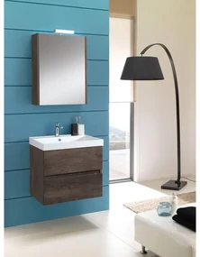 Mobile da bagno sotto lavabo Kora rovere scuro L 59.5 x H 50 x P 46 cm 2 cassetti, lavabo posizionabile centralmente non incluso