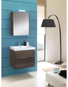 Mobile sottolavabo e lavabo Kora rovere scuro in truciolare L 59.5 x H 50 x P 46 cm 2 cassetti