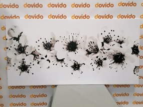 Quadro su tela – Fiori di ciliegio in bianco e nero