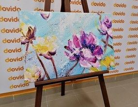 Stampa su tela – Fiori viola e gialli dipinti