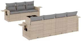 Set divano da giardino 8 pz con cuscini beige in polyrattan