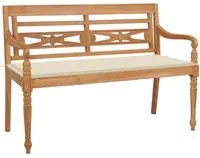 Panca Batavia con Cuscino Crema 120 cm Massello di Teak 3062156