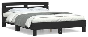 Giroletto Con Testiera Nero 140x200 Cm İn Legno Multistrato /