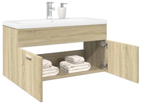 Mobile Da Bagno Con Lavabo Integrato Rovere Sonoma /