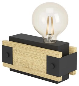 Lampada Da Tavolo Vintage Layham Legno Marrone 1 Luce E27