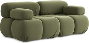 Divano componibile verde chiaro con rivestimento in velluto 190 cm Lokua – Makamii