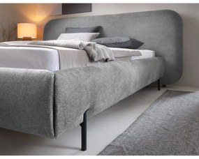 Letto matrimoniale imbottito grigio con contenitore e rete inclusi 160x200 cm Pointt – ELTAP