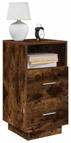 Comodino Con 2 Cassetti Rovere Fumo 36x36x68 Cm /