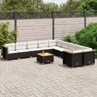 Set Divani da Giardino 11 pz con Cuscini in Polyrattan Nero 3262049