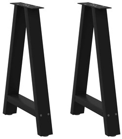 Gambe Tavolino Da Caffè A A 2 Pz Nero 50x(72-73) Cm İn Acciaio /