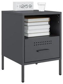 Comodini 2pz antracite 36x39x50,5cm acciaio laminato a freddo