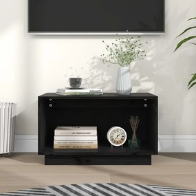Mobile porta tv nero 60x35x35 cm in legno massello di pino