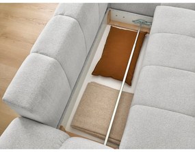 Divano angolare grigio chiaro allungabile e con contenitore (penisola a destra/chaise lounge) con rivestimento in ciniglia Everest – Bobochic Paris