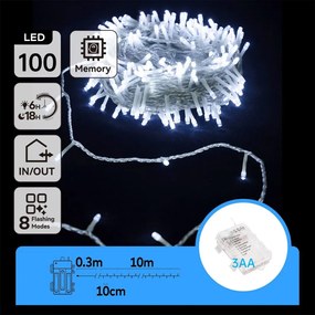 Aigostar - Catena luminosa LED da esterno 100 LED/8 modalità 10,3 m IP44 bianco freddo