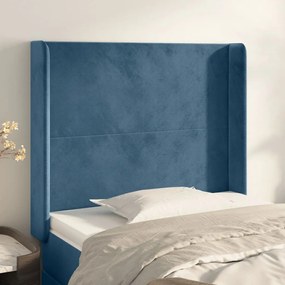Testiera Ad Orecchio Blu Scuro 103x16x118/128 Cm İn Velluto /